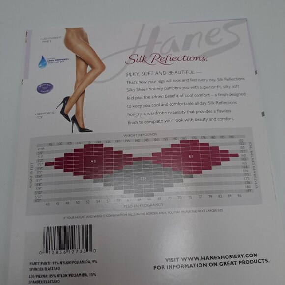 Hanes Silk Reflections Silky Sheer Pantyhose Non-Control Top AB Brown - Picture 8 of 14